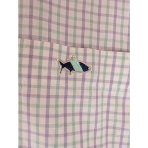 Fish Hippie Solace Collection Mens XL Purple Green Plaid Button Down Shirt